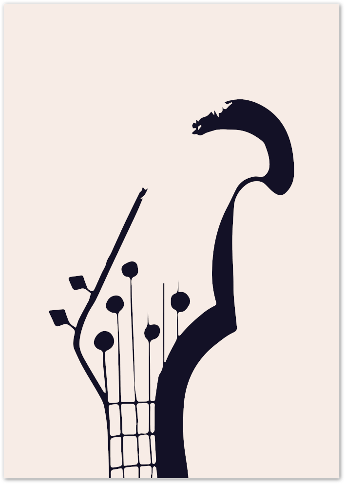 Posterux© | Jazz Guitar Poster – Minimal Music Line Art