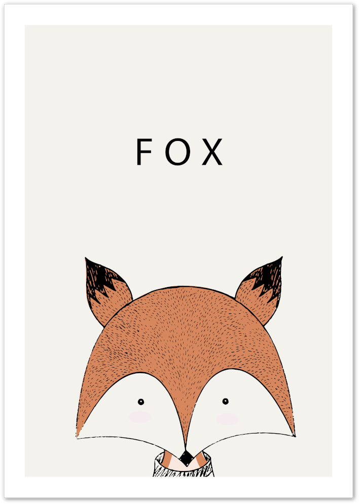 Posterux© | Fox Minimalist Poster – Cute Animal Wall Art for Kids