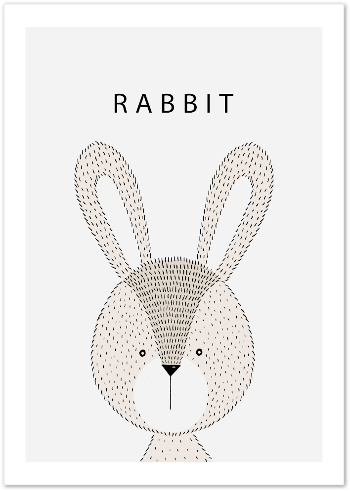 Posterux© | Rabbit Minimalist Poster – Soft Kids Animal Wall Decor