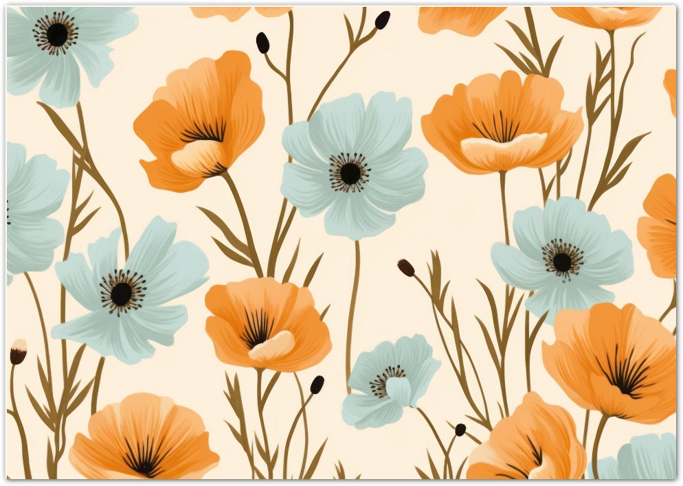 Posterux© | Creamy Floral Delight Poster – Soft Botanical Illustration
