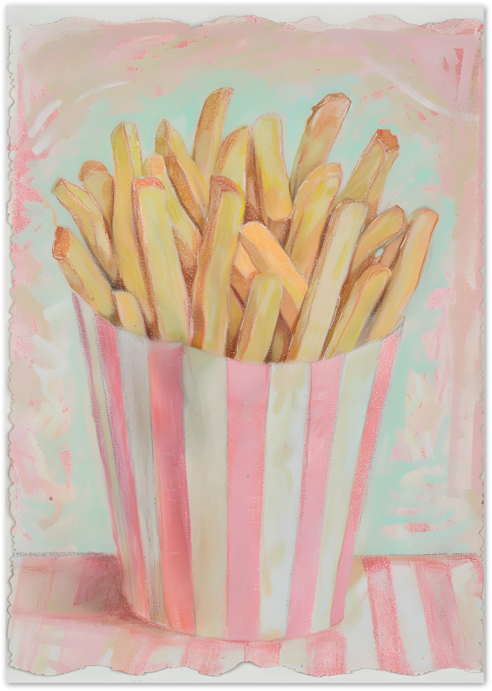 Posterux© | French Fries Pastel Poster – Playful Retro Food Art