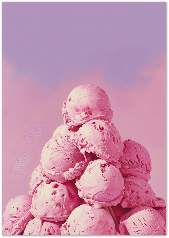 Posterux© | Strawberry Ice Cream Poster – Sweet Pop Art Dessert Wall Art