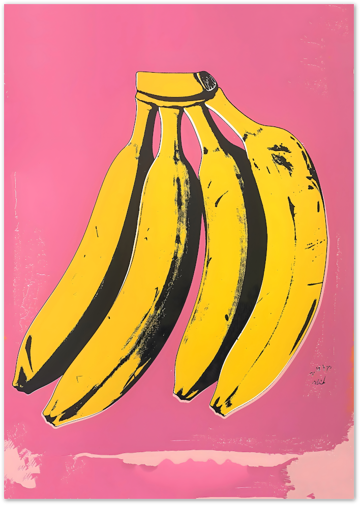 Posterux© | Pink Banana Pop Art Poster – Bold Modern Fruit Illustration