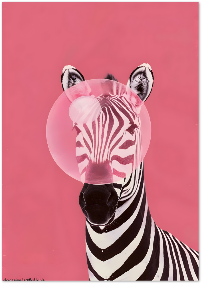 Posterux© | Zebra with Bubblegum Poster – Playful Animal Pop Art