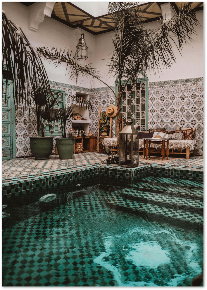 Posterux© | Bohemian Poolside – Tropical Escape Wall Print