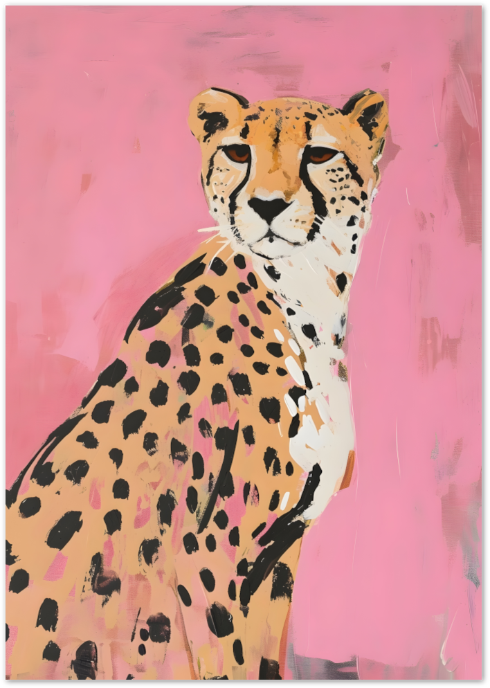 Posterux© | Pink Panthera Poster – Bold Illustrated Cheetah Art