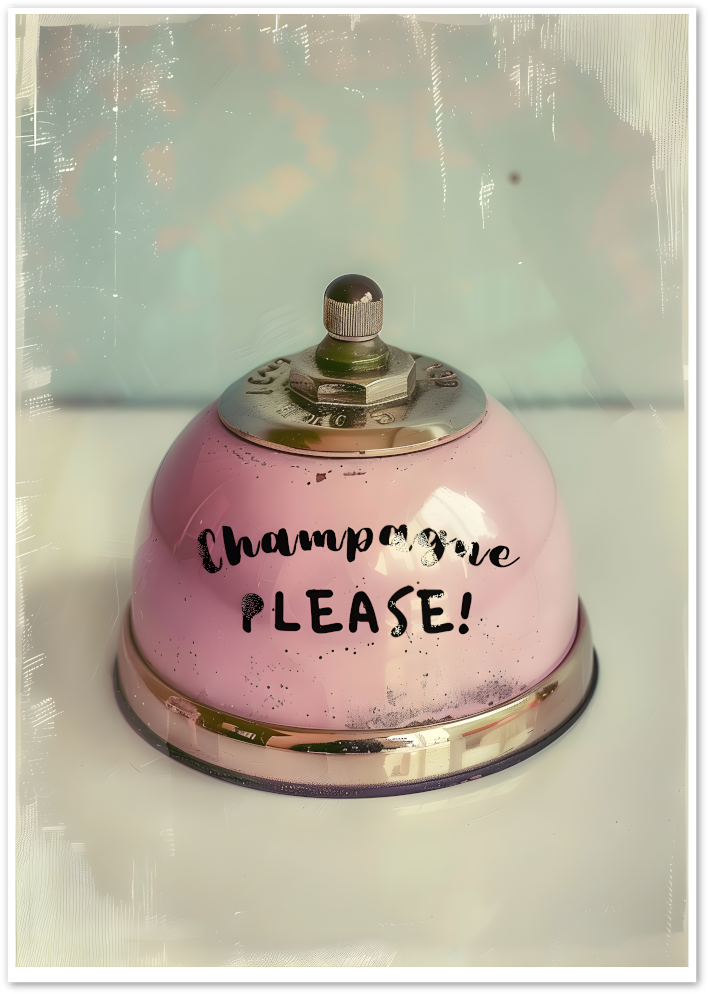 Posterux© | Champagne Please Bell Poster – Fun Vintage Vibe Decor