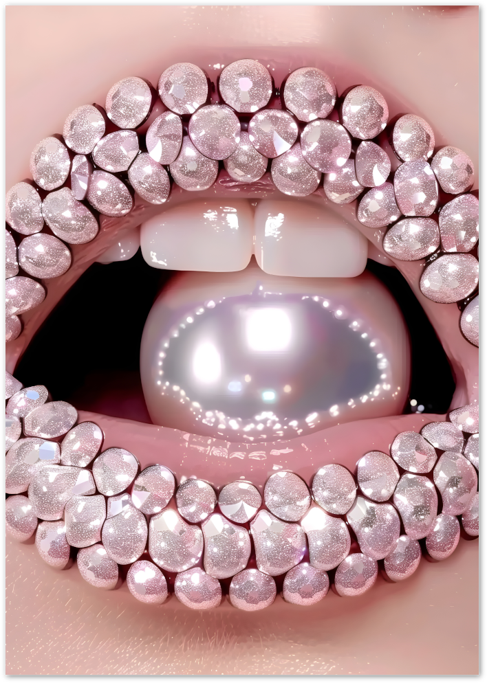 Posterux© | Diamond Lips Poster – Bold Glam Pop Art Style