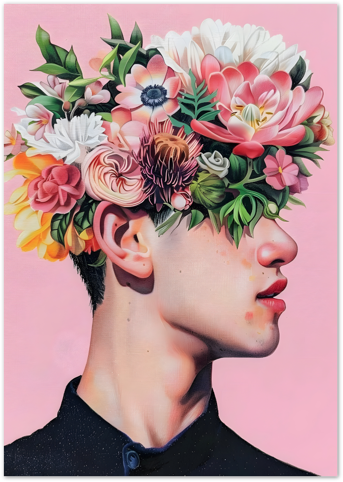 Posterux© | Floral Mind Poster – Bold Surreal Botanical Portrait
