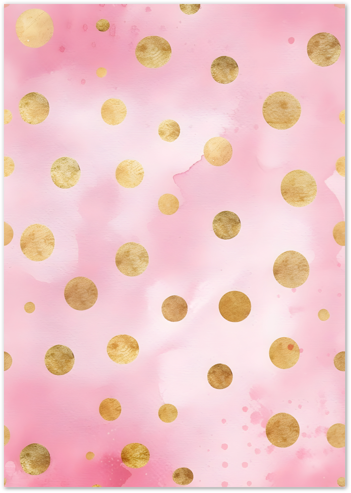 Posterux© | Golden Dots Delight Poster – Pink & Gold Minimal Wall Art