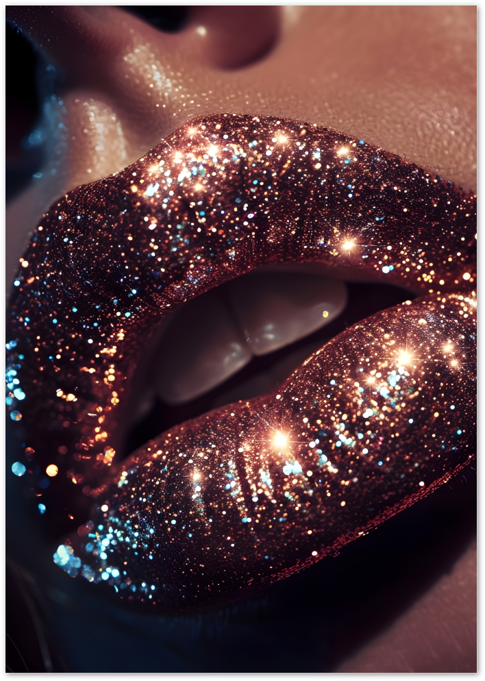 Posterux© | Glitter Lips Poster – Bold Glamour Photography Art
