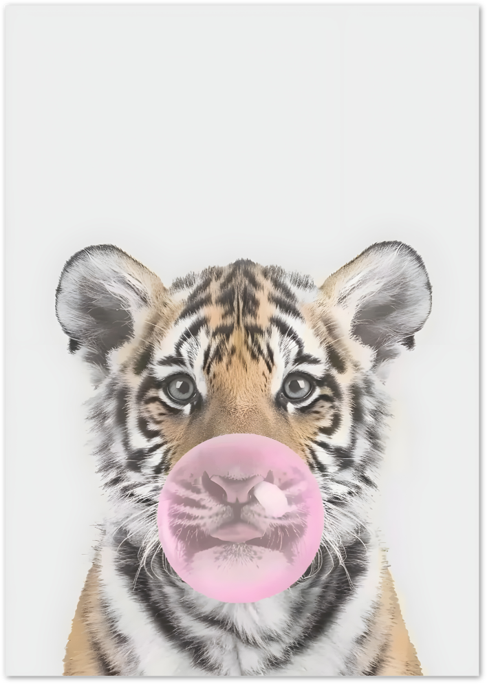 Posterux© | Bubblegum Tiger Cub Poster – Fierce & Cute Pop Art Print