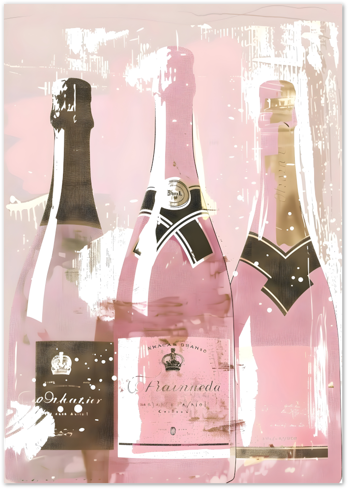 Posterux© | Pink Champagne Bottles Poster – Vintage Bar Art Print