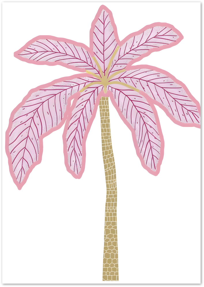 Posterux© | Pink Palm Tree Poster – Tropical Botanical Art