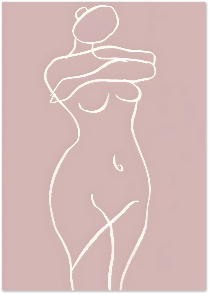Posterux© | Pink Nude Line Art Poster – Minimalist Feminine Figure
