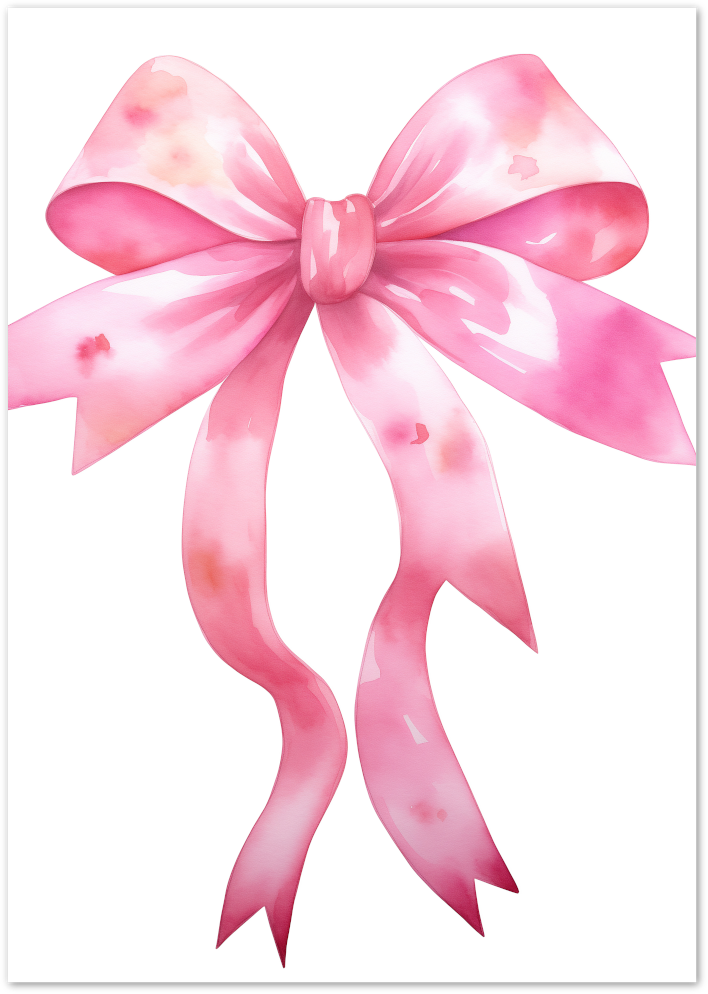 Posterux© | Pink Bow Poster – Feminine Watercolor Ribbon Art