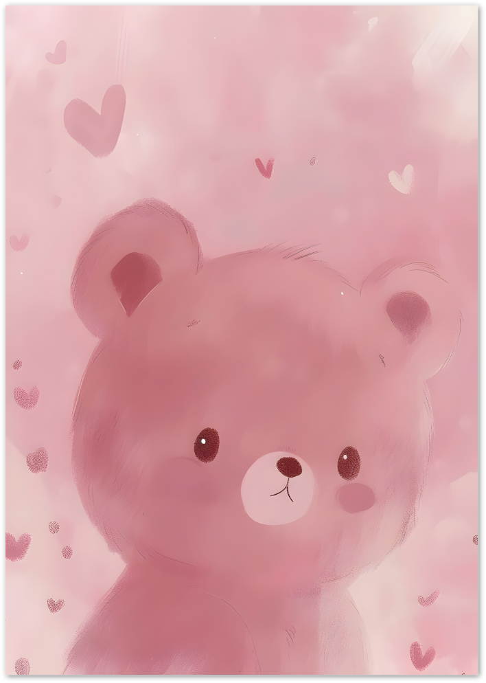 Posterux© | Teddy Love Poster – Soft Pink Bear Nursery Poster