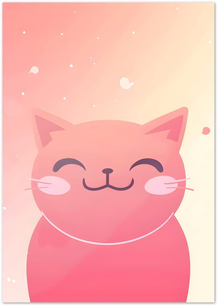 Posterux© | Blush Cat Poster – Minimalist Pink Cat Illustration