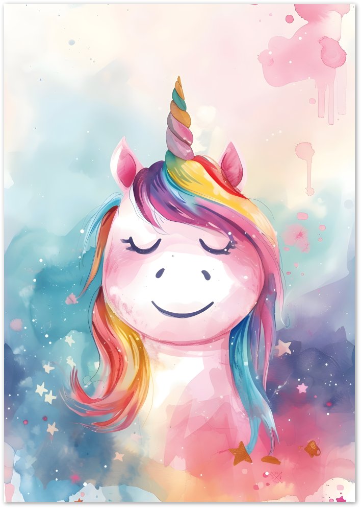 Posterux© | Dreamy Unicorn Poster – Watercolor Fantasy Wall Art