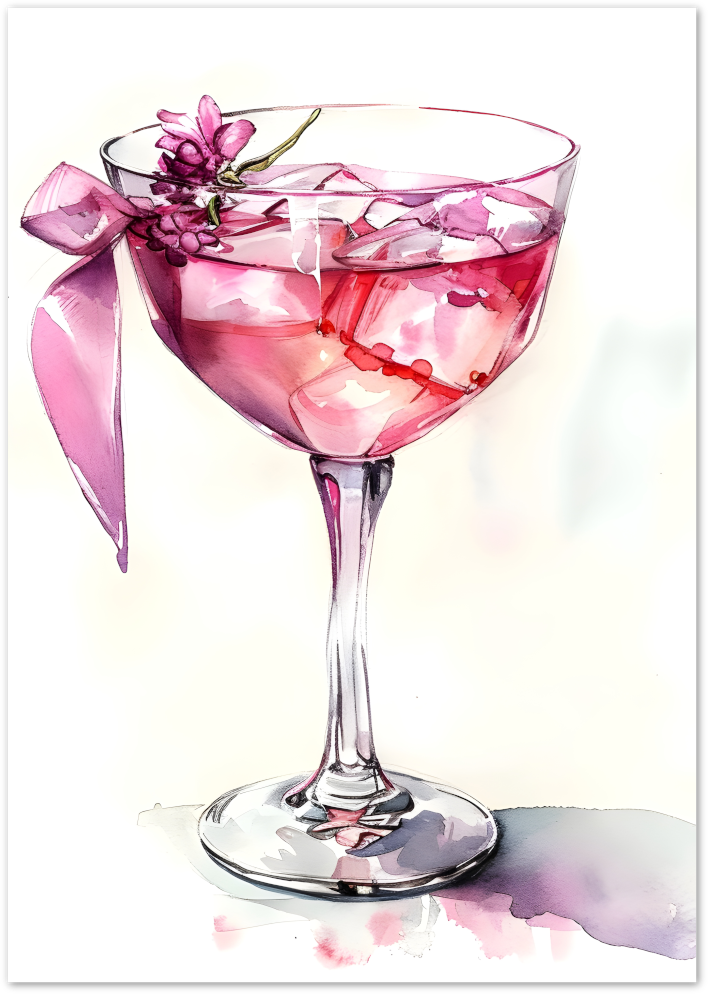 Posterux© | Pink Spritz Poster – Watercolor Cocktail Art Print