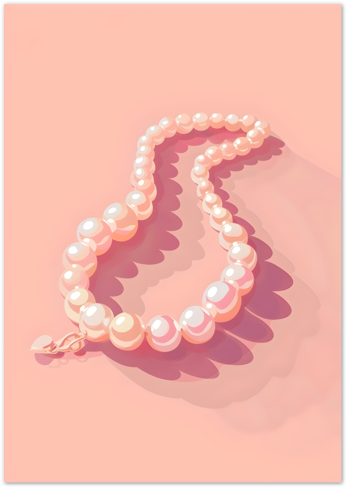 Posterux© | Pearls on Peach Poster – Elegant Pink Glam Wall Art