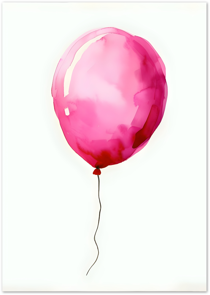 Posterux© | Pink Balloon Poster – Minimalist Watercolor Pop