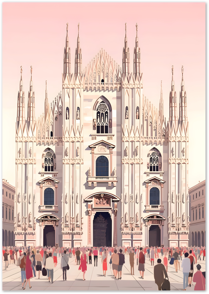 Posterux© | Duomo di Milano Poster – Pink City Travel Illustration