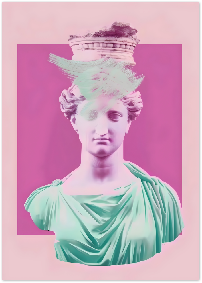 Posterux© | Glitched Goddess Poster – Bold Neo-Classical Twist