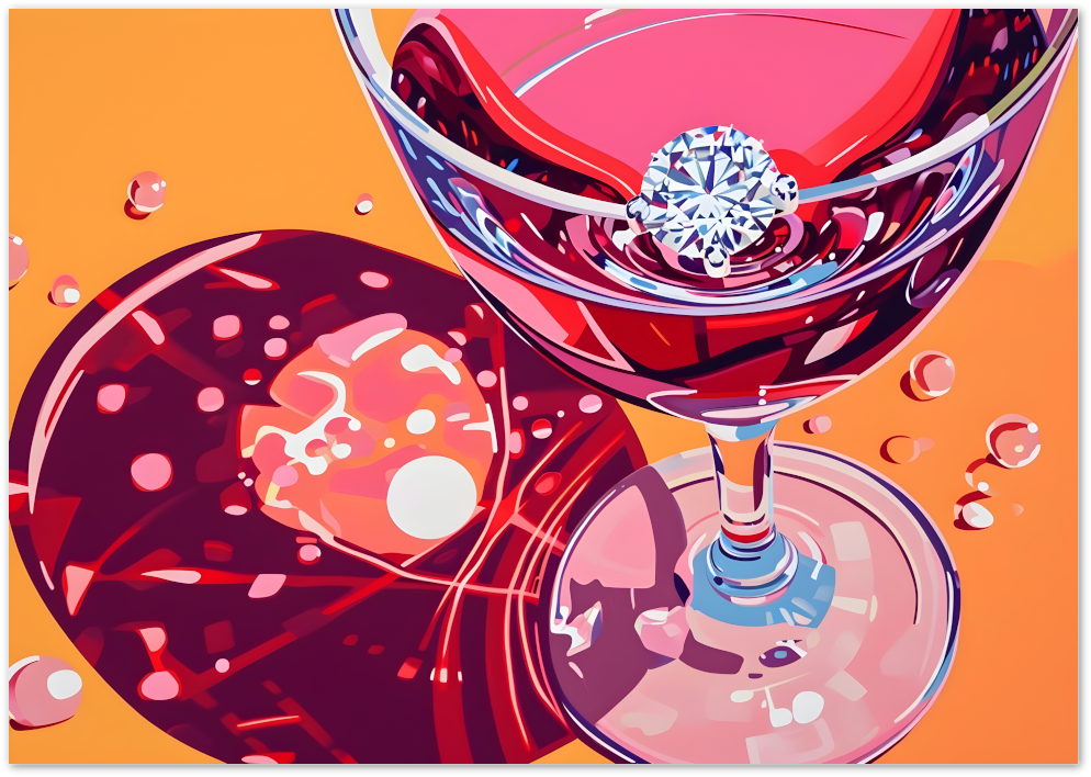 Posterux© | Diamond & Martini Poster – Sparkling Cocktail Glam