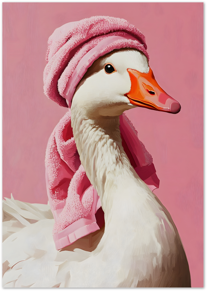 Posterux© | Spa Goose Poster – Soft Pink Pamper Vibes