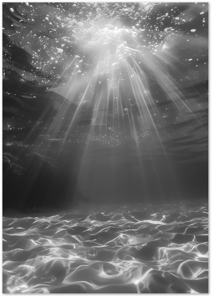 Posterux© | Sunbeams Underwater – Ocean Light Poetry