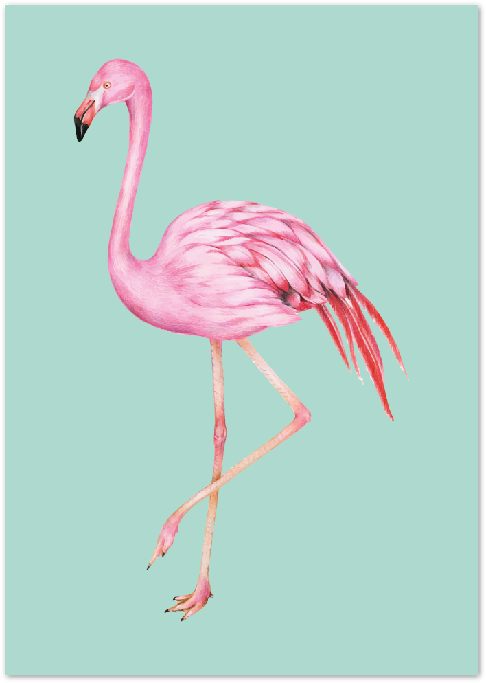 Posterux© | Flamingo on Mint – Minimal Watercolor Elegance