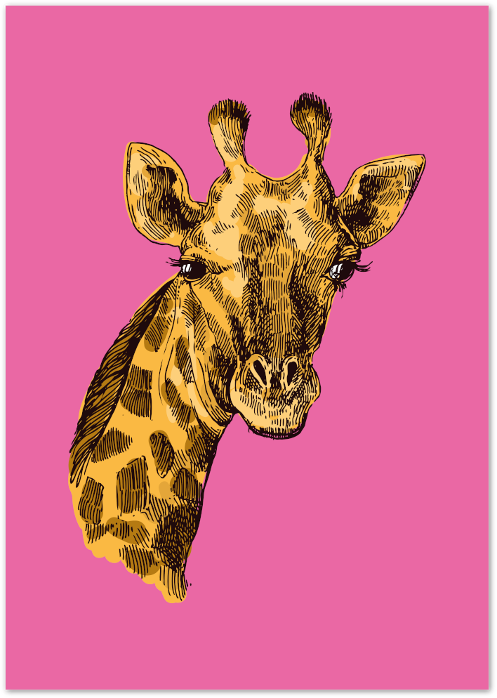 Posterux© | Giraffe on Pink – Graphic Safari Pop Art