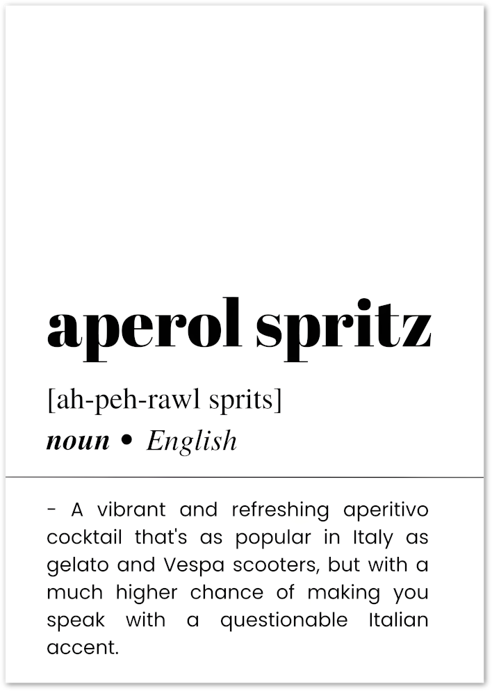 Posterux© | Aperol Spritz Definition – Fun Typography Poster