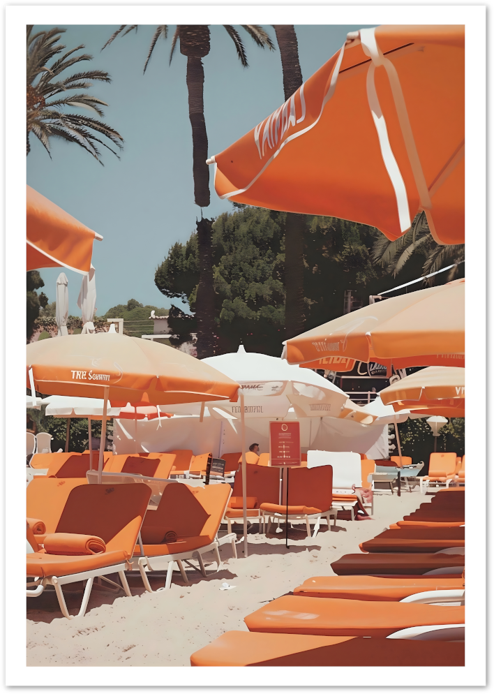Posterux© | Orange Umbrellas – Beach Aperol Scene Poster