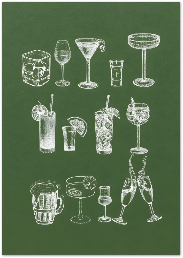Posterux© | Bar Glass Sketches – Chalkboard Series