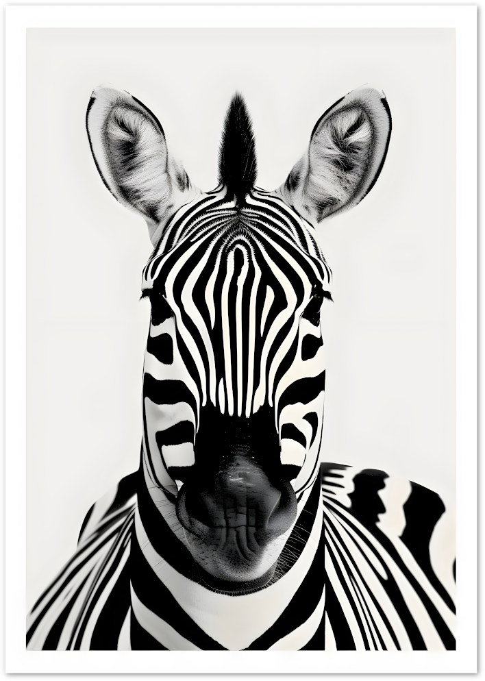 Posterux© | Zebra Portrait Poster – Graphic Black & White Animal Art