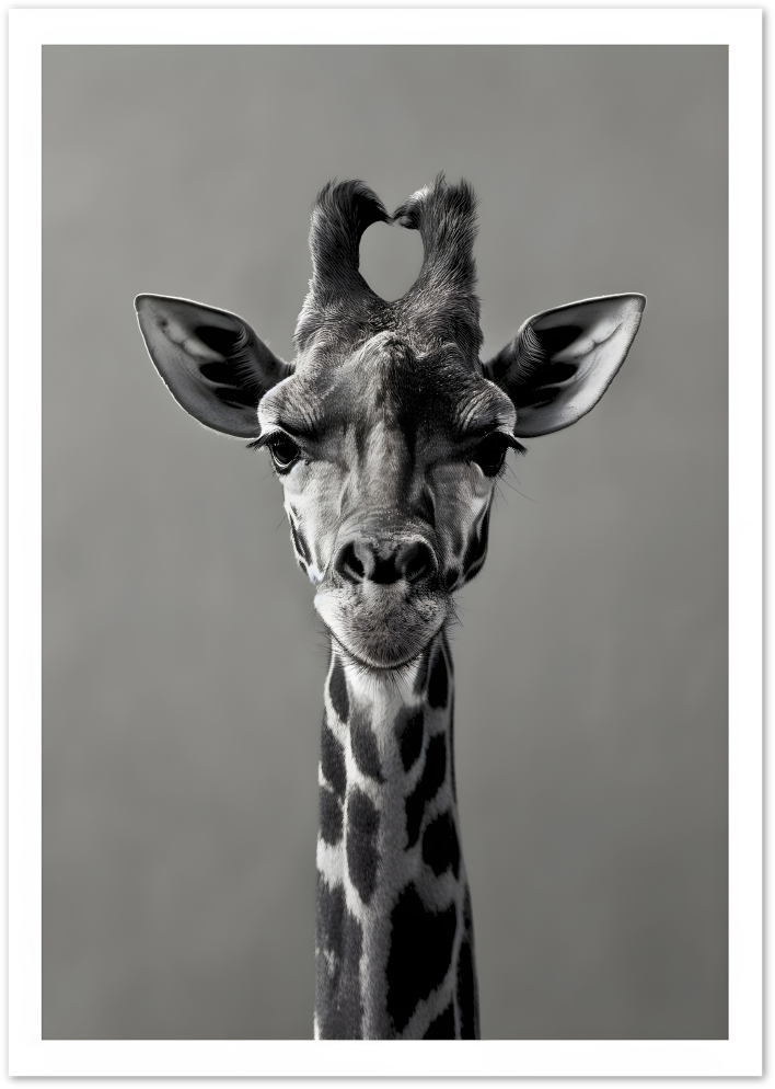 Posterux© | Giraffe with Heart Horns Poster – Wild Love Statement