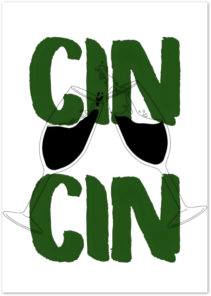Posterux© | Cin Cin Poster – Cheers in Green & Glass