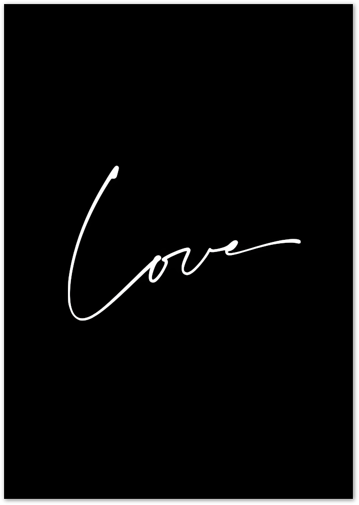 Posterux© | Love Script Poster – Handwritten Word on Black