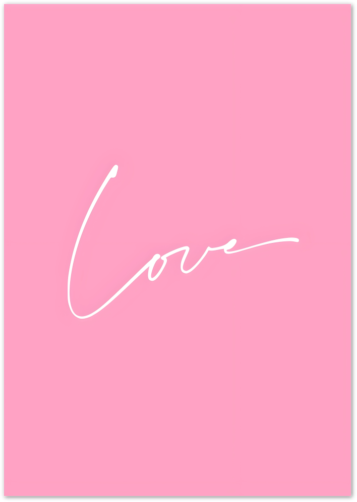 Posterux© | Love in Pink Poster – Handwritten Word in Soft Color
