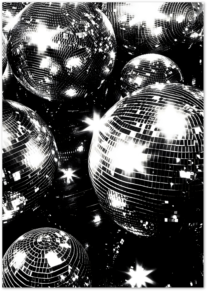 Posterux© | Disco Balls Poster – Sparkling Monochrome Wall Art