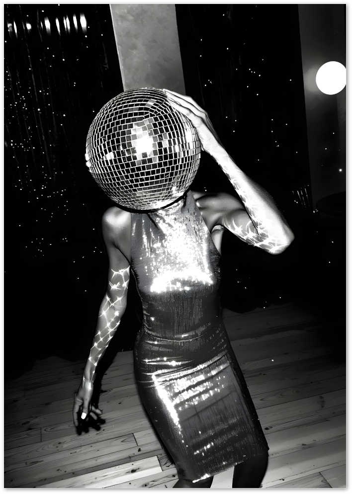 Posterux© | Disco Head Poster – Fashion Party Surrealism