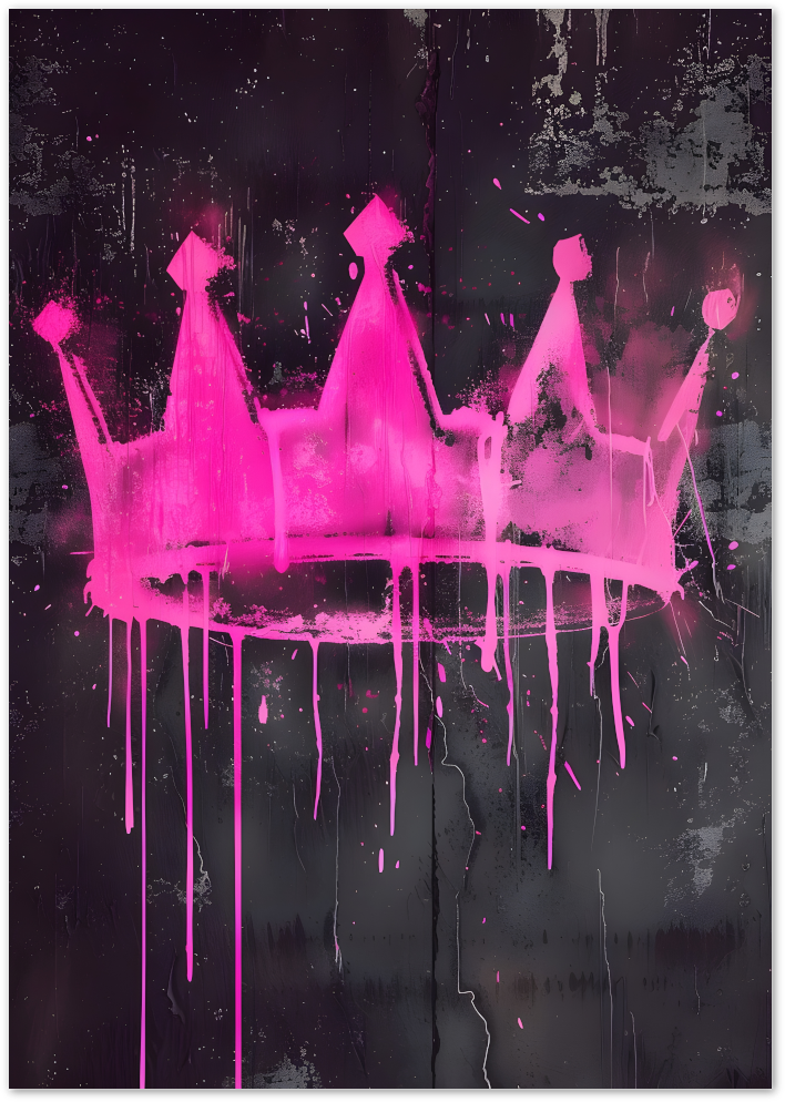 Posterux© | Neon Crown Poster – Urban Pink Graffiti Style