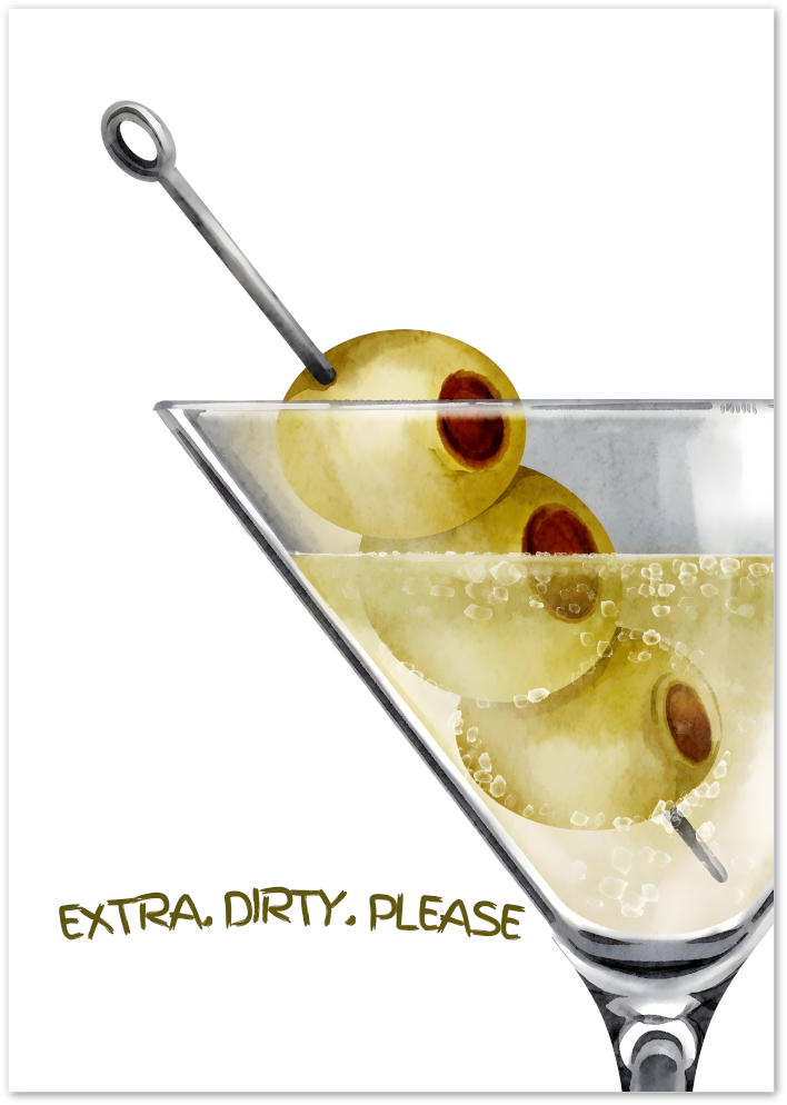 Posterux© | Extra Dirty Please Poster – Bold Martini Watercolor Art