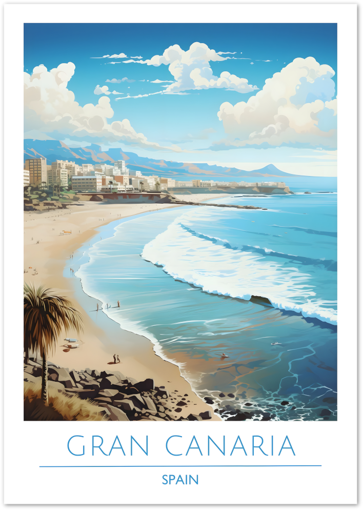 Posterux© | Gran Canaria Poster – Serene Spanish Island Coastline
