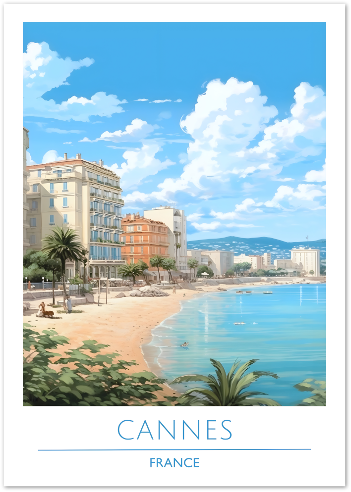Posterux© | Cannes Poster – French Riviera Beachfront Elegance
