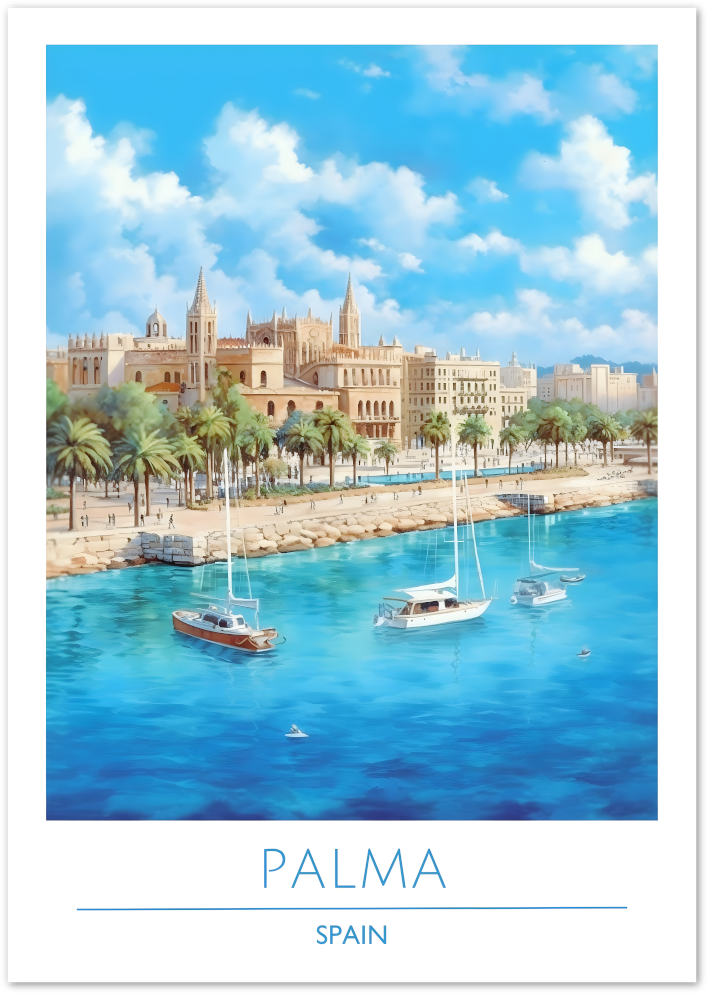 Posterux© | Palma Poster – Balearic Charm & Gothic Splendor