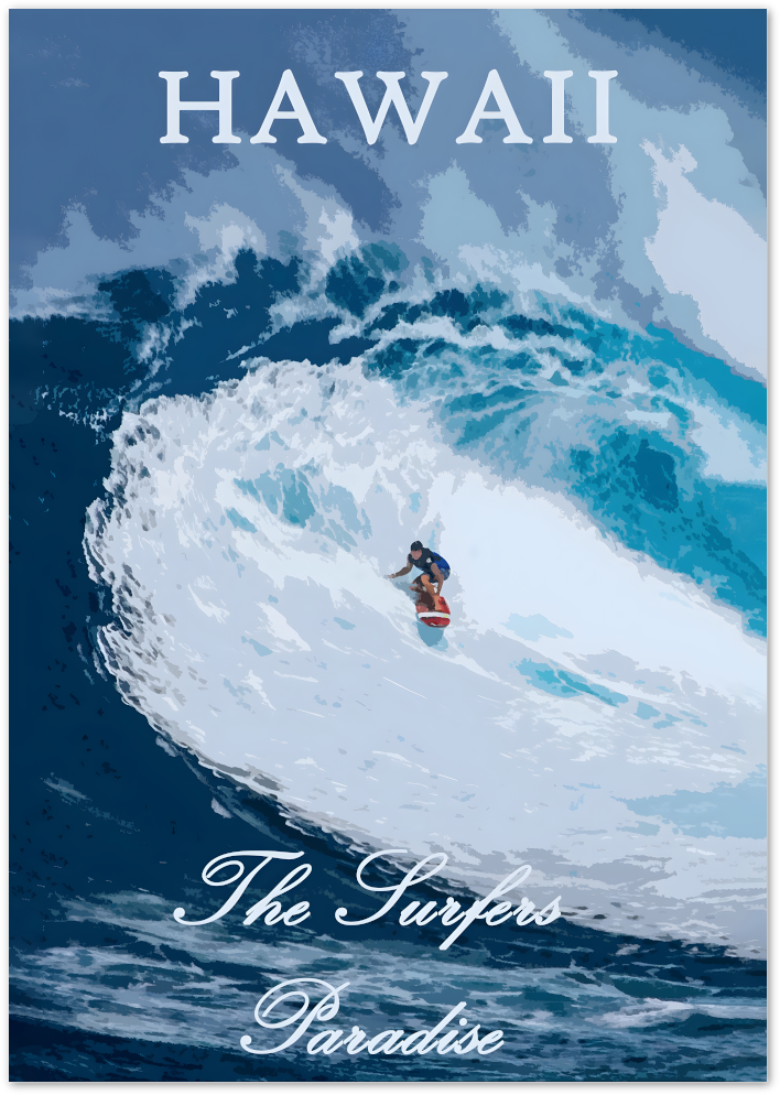 Posterux© | Hawaii Surfer Poster – Big Wave Paradise