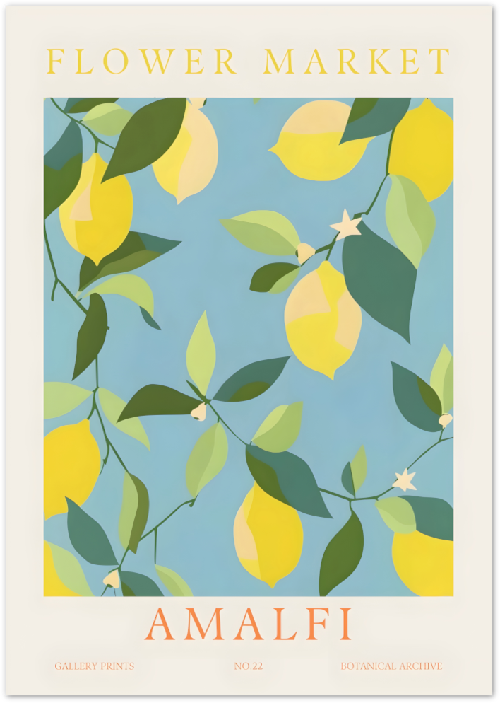 Posterux© | Flower Market Amalfi Poster – Lemon Botanical Art Print
